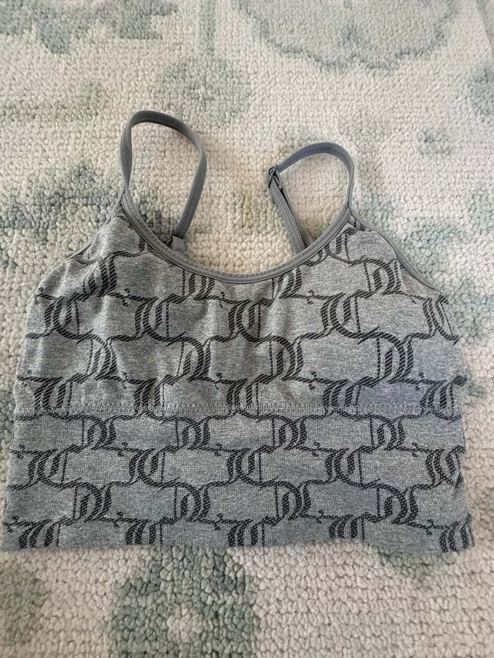 Juicy Couture Seamless Bralette Size S Gray Monogram Wireless Bra Crop Top